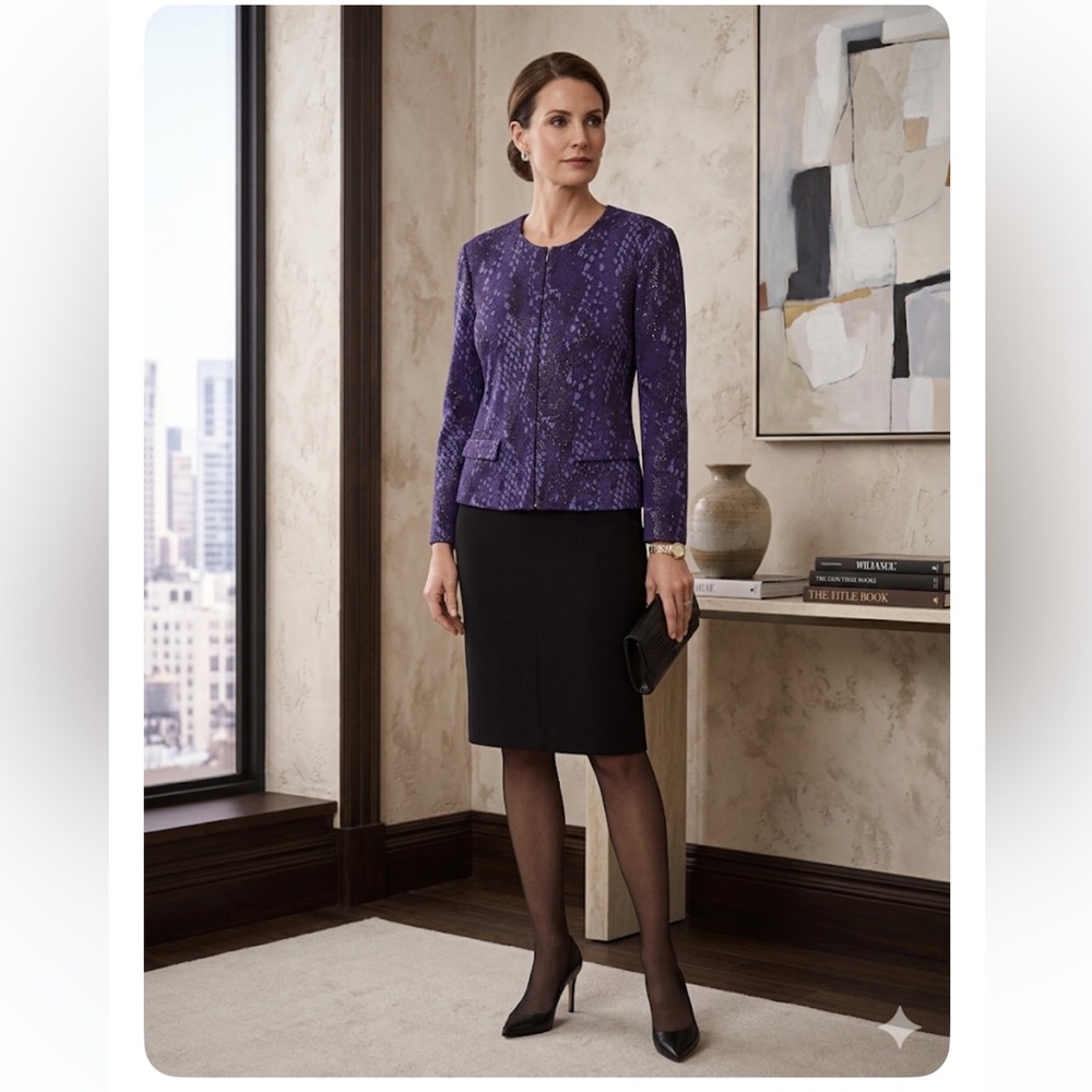 St. John Evening Patterned Knit Jacket - image 1